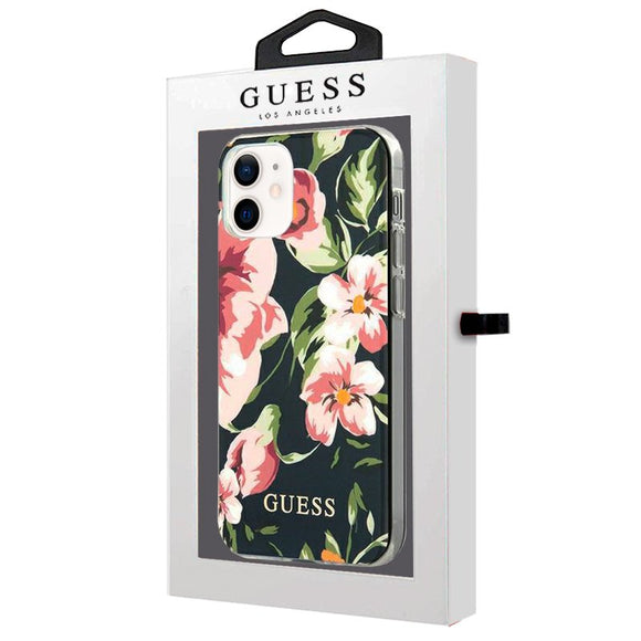 GUESS - Capa para iPhone 12 mini Preto com Flores freeshipping - TechPlace